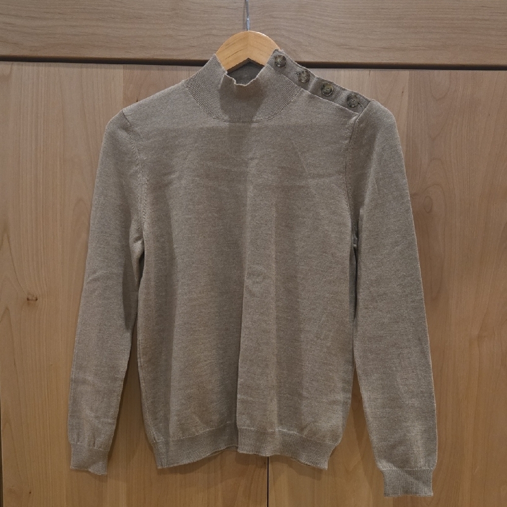 Sezane Jacob Sweater, Camel, GUC, L, Merino Wool, French Chic, Quiet Lux